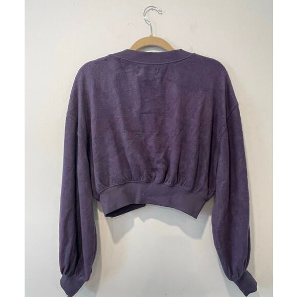 Urban Outfitters‎ Women’s Cropped Cardigan Cozy Soft Sweater Plum Size Medium - Picture 6 of 6